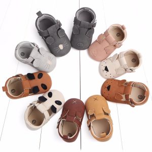 Cartoon animal baby shoes with soft non-slip nubuck leather sole