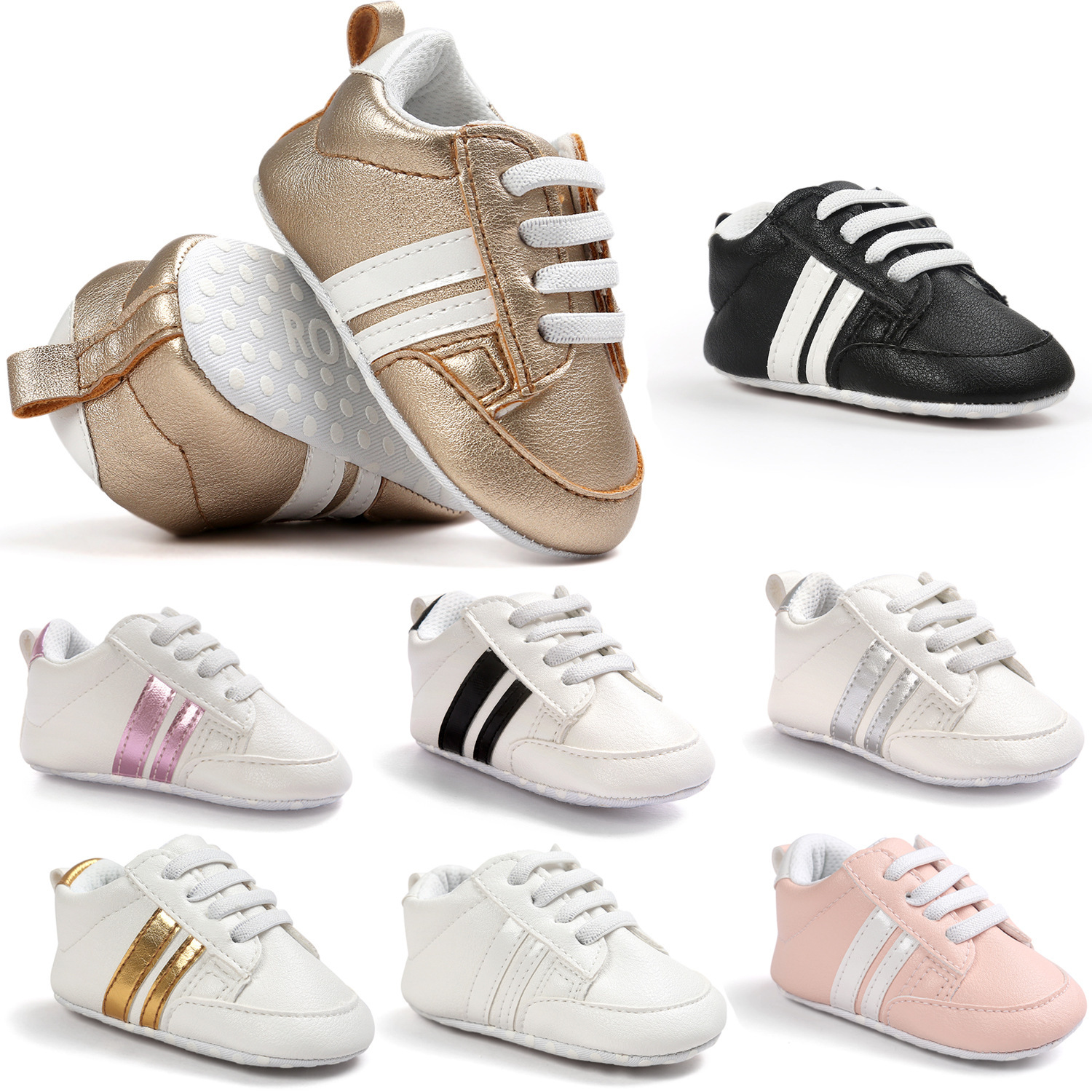 Baby Boy & Girl Moccasin Shoes | PU Leather Non-Slip Soft Sole First Walker Sneakers - Image 3